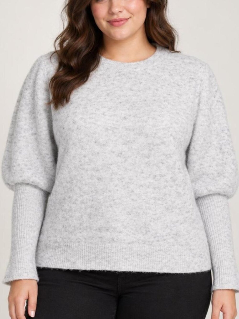 NWT New AQUA Curve Bloomingdales Grey Mélange Long Sleeve Sweater Size 2X
